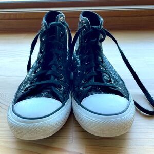 Black Sequin Hi Top Converse - Perfect for a Concert!